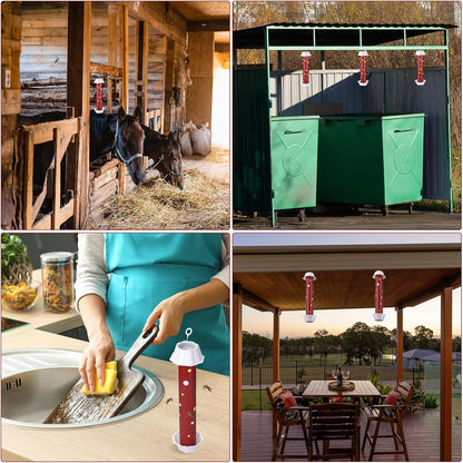 12 Pcs Sticky Fly Trap Fly Stick Indoor Outdoor Long Lasting Adhesive Fly Catcher with Hanging Hook for Wasps Gnats Bugs Insects Moths Fruit Flies Mosquitoes Spiders Fleas (White)