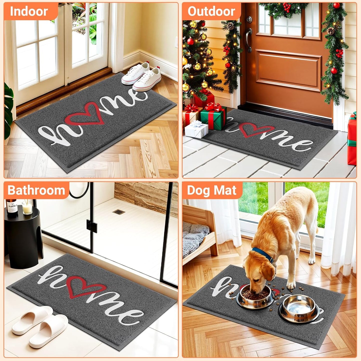 StepLively Door Mat Home Welcome Mats Outdoor and Indoor, Heavy-Duty Low-Profile Non-Slip Front Welcome Mat for Home Entrance, Outside Entry, Yard, Floor, Patio (30''x17.5'', Black)