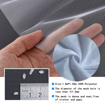 DIY Window Screen Curtain, 2 Packs of Mesh Netting 51 * 61 inches with [Upgrade] Self-Adhesive Hook Tapes & Cutter, Suitable for Multiple Windows, White (Set of 2)