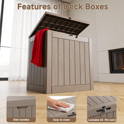 35 Gallon Waterproof Outdoor Storage Box,Deck Boxs for Outdoor and Indoor Use,Deck Storage Box for Picnic Supplies,Gardening Tools,Lockable and Easy to Install(Black)