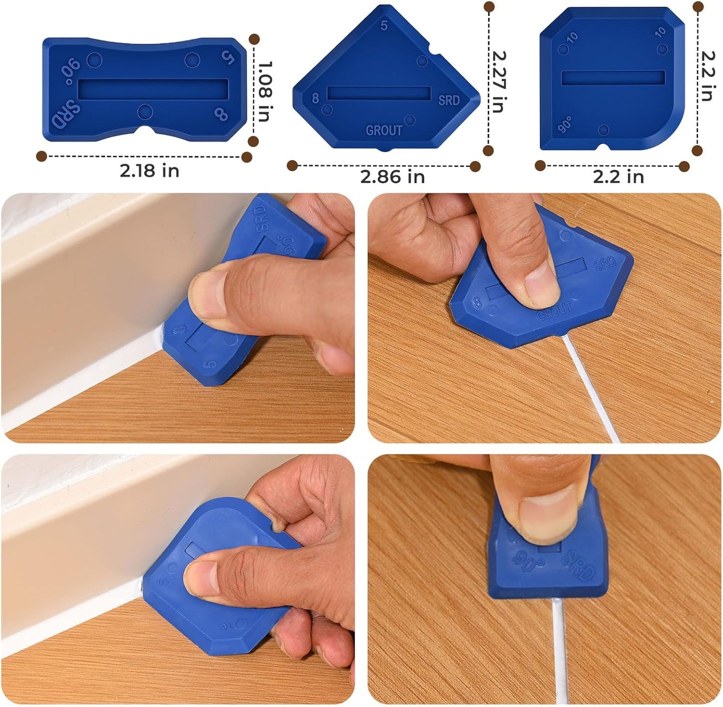 Caulking Tool 3 in 1 Silicone Caulking Grout Removal Sealant Finishing Tool Glass Glue Angle Scraper with Grout Scraper for Kitchen Bathroom Floor, Wall Surface,Window,Sink Joint,Frames Seal