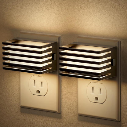 JandCase Motion Sensor Night Light, [2 Pack] Night Lights Plug into Wall, Dusk to Dawn & Motion Sensor, 3 Level Brightness Dimmable Plug in Night Light, 3000K Nightlight for Bedroom Bathroom Hallway