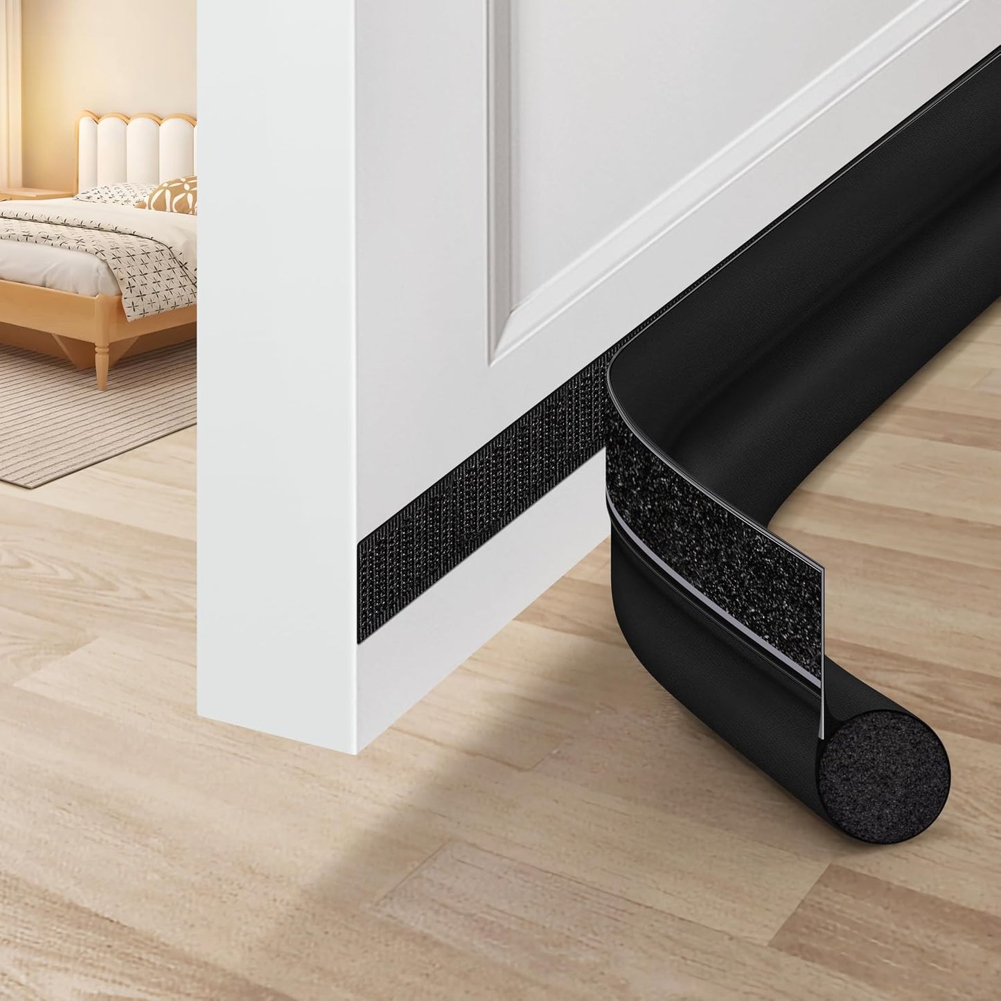 MAXTID Door Draft Stopper 36 Inch Black Adjustable Door Draft Blocker Front Door Draft Guard for Bottom of Doors Weather Stripping Door Seal Strip