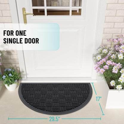 OLANLY Front Door Mat Outside Entrance 29.5x17, Absorbent, Heavy Duty Sturdy Natural Rubber Doormat Indoor Outdoor, Stain and Fade Resistant, Non-Slip Backing Low Profile Floor Mat for Entryway, Grey