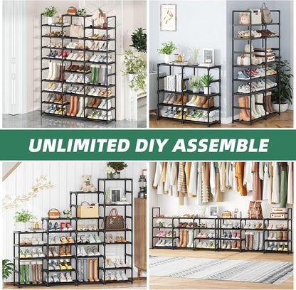 Simple Trending Tall Shoe Rack Storage Holds 40 Pairs, 10 Tier Shoe Organizer Shelf Large Capacity for Entryway Closet, Black