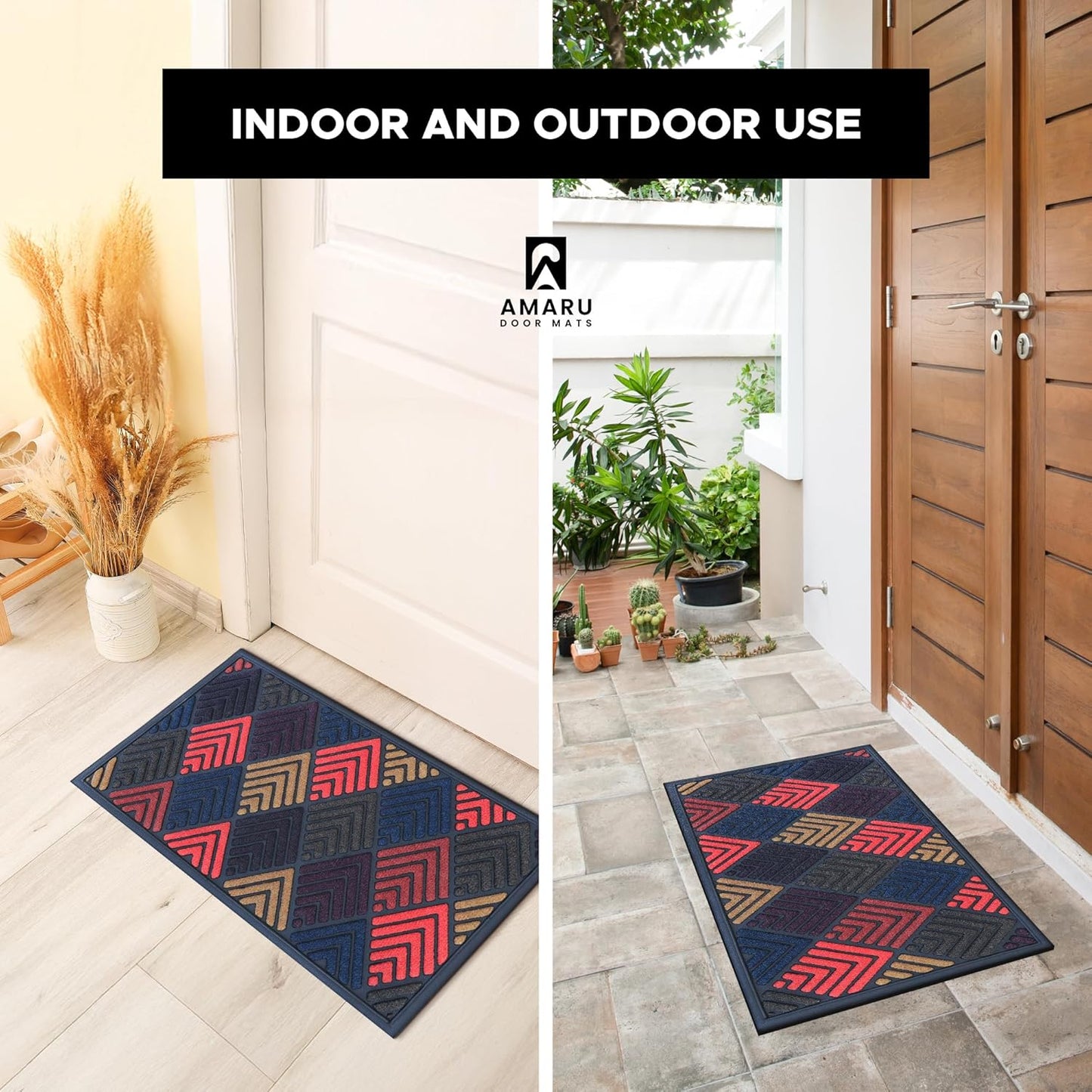 Extra Durable, Superior Absorption, Front Door Mat for Outdoor & Indoor - Welcome Mat for Entryway, Entrance, Patio, Porch - Waterproof, Non-Slip Backing, Coarse Fibers (Scales,17x29)