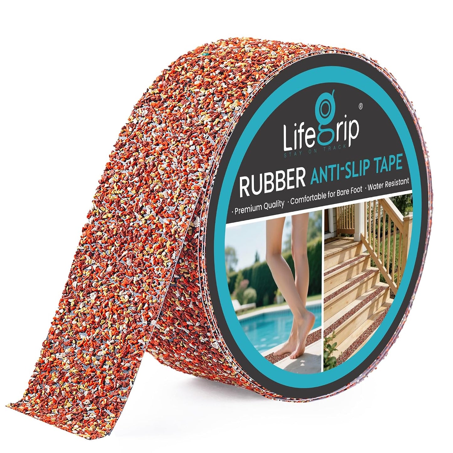 Lifegrip Anti Slip Tape, 4 Inch x 15 Foot Non-Slip Traction Grip Tape for Stairs, Waterproof Stair Treads Grip Non Slip, Non Skid Tape for Steps, Outdoor Black Grip Tape (4" X 15')