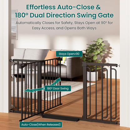 Cumbor 30-46" Baby Gate for Stairs, Mom's Choice Awards Winner-Auto Close Dog Gate for The House, Gifts for Mom, Easy Install Pressure Mounted Pet Gates for Doorways, Black