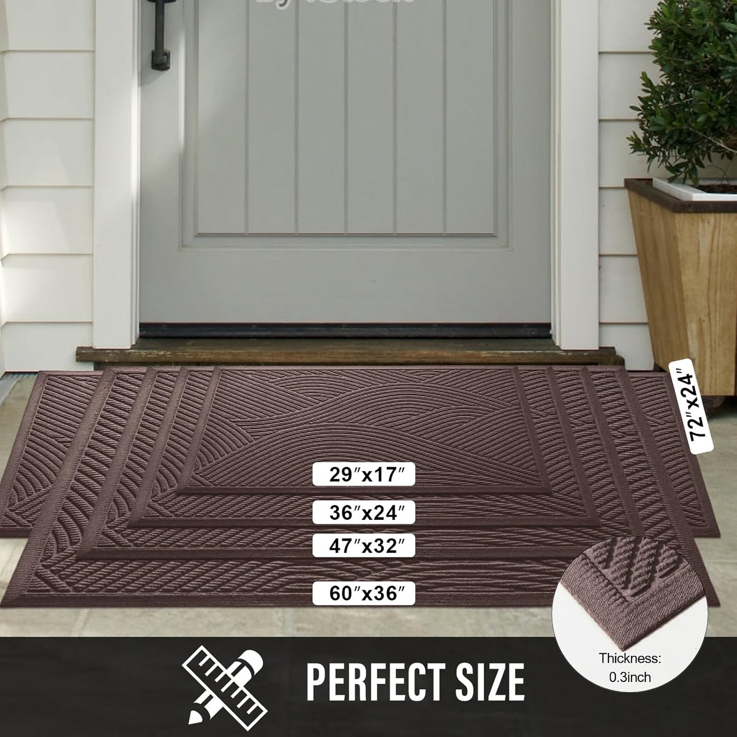 HIYARD Sturdy Front Door Mat, Absorbent Muddy Dirt Resist Welcome Door Mats Outdoor Indoor, Stain and Fade Resistant, Non-Slip Backing Entry Mat Low Profile Doormat for Entryway, 29×17, Beige
