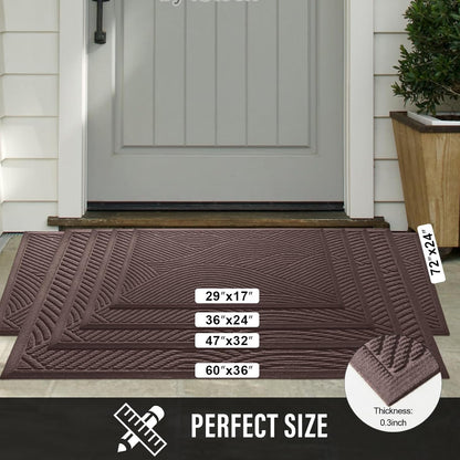 HIYARD Sturdy Front Door Mat, Absorbent Muddy Dirt Resist Welcome Door Mats Outdoor Indoor, Stain and Fade Resistant, Non-Slip Backing Entry Mat Low Profile Doormat for Entryway, 29×17, Beige