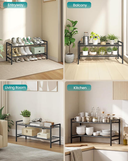 SONGMICS Metal Shoe Rack, Free Standing Shoe Organizer for Entryway Closet Garage Small Spaces, Heavy-Duty Slim Steel Storage Shelf, 8-Tier, Fits 16-24 Pairs, Bronze ULMR028A01