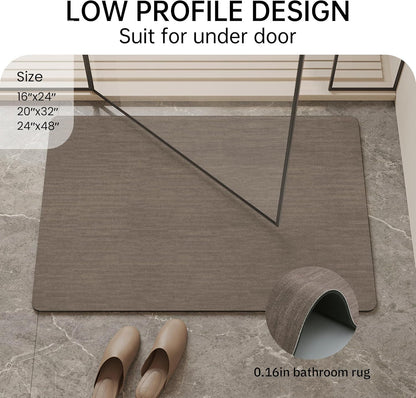 Mecko Bath Mat Rug, Rubber Non-Slip Quick Dry Absorbent Thin Bathroom Rugs Fit Under Door Bathroom Floor Mats-Shower Rug for in Front of Bathtub, Sink, Shower Room(Light Grey,16"x24")