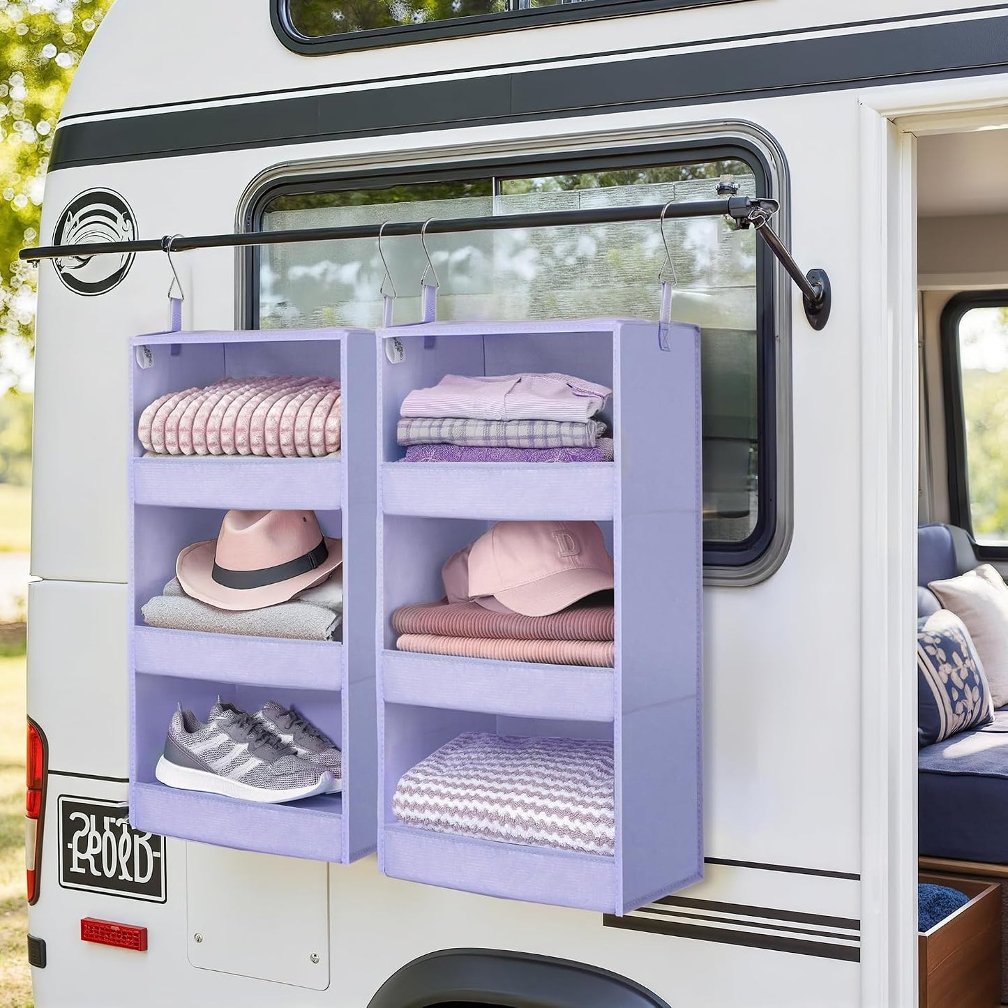 GRANNY SAYS 3-Shelf Hanging Closet Organizer and Storage, Collapsible Hanging Closet Shelves, Hanging Organizer for Closet & RV, Gray, 29 ½" H X 12" W X 12" D, 1-Pack