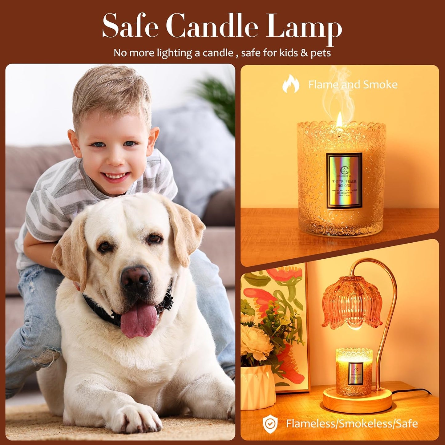 Flower Candle Warmer Lamp with Timer & Dimmer - Fits All Jar Scented Candles - Christmas & Mother's Day Gift for Women，Mom，Her
