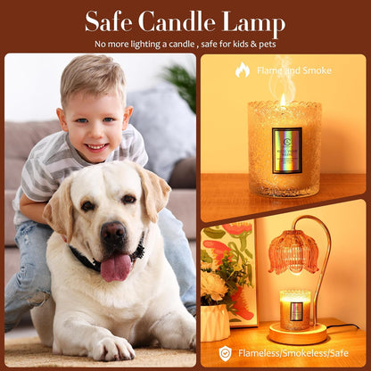 Flower Candle Warmer Lamp with Timer & Dimmer - Fits All Jar Scented Candles - Christmas & Mother's Day Gift for Women，Mom，Her