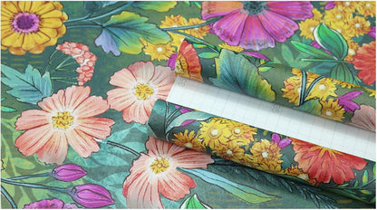 HAOKHOME Peel and Stick Wallpaper Floral Renter Friendly Wall Paper Green/Purple/Pink for Bathroom Kitchen Contact Paper 17.3in x 9.8ft