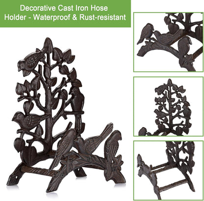 OwnMy Cast Iron Garden Hose Holder Heavy Duty Wall Mount Water Hose Reels Holder, Decorative Water Hose Hanger Garden Hose Storage Organizer Rack for Outdoor Lawn Yard, 10"L x 4.7"W x 6.5"H