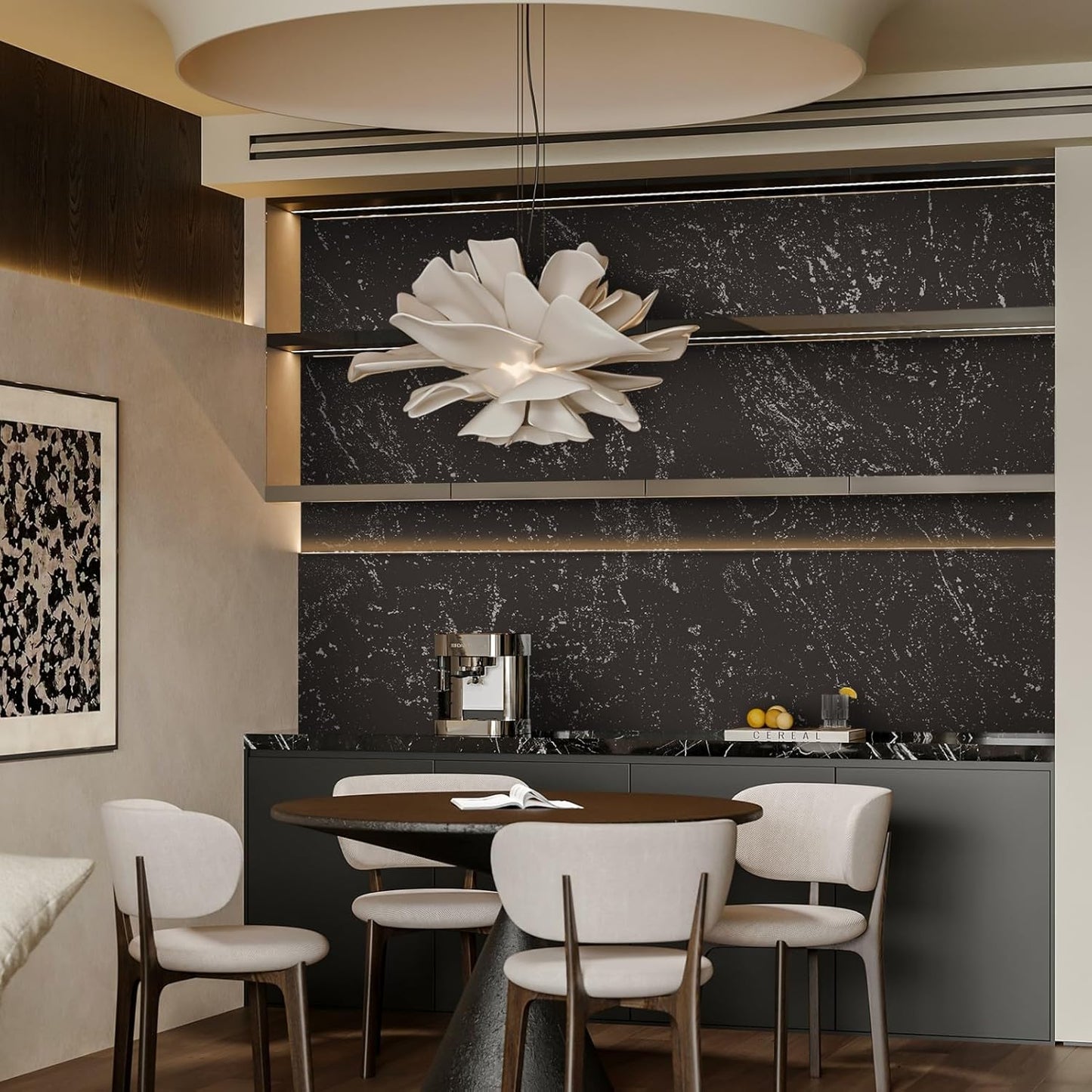 Dimoon 17.3" X 78.7" Peel and Stick Wallpaper Floral Contact Paper Boho Beige White Renter Friendly Natural Wall Paper Waterproof Removable Self Adhesive Wallpaper for Bedroom Livingroom Vinyl Roll