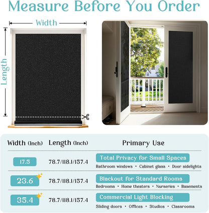 Haton Window Privacy Film Frosted Glass Film for Door Bathroom Shower, Peel & Stick, Day & Night, Papel para Ventanas Privacidad, Covering Sticker Removable Decorative Translucent Pure 17.5" x 78.7"