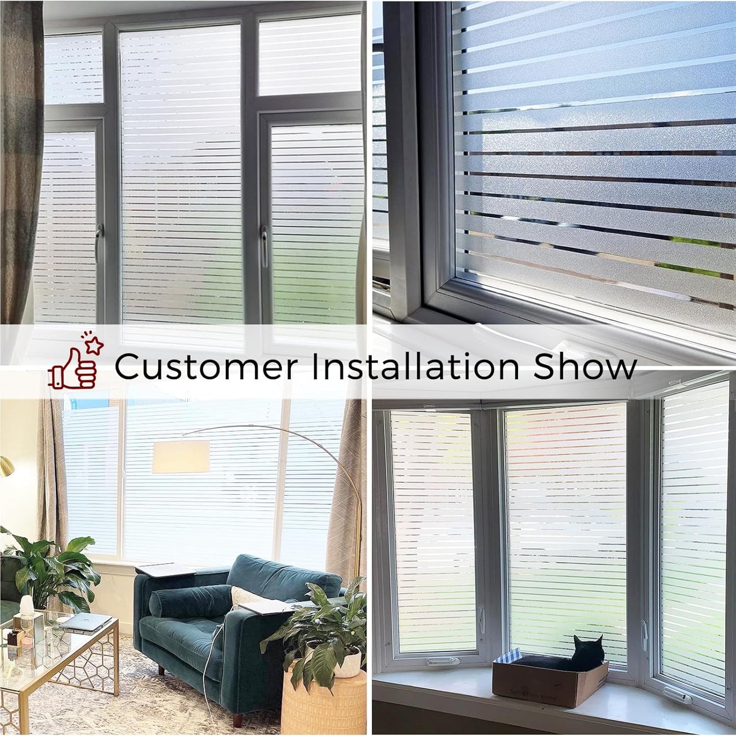 Coavas Frosted Glass Window Privacy Film, Opaque Static Cling No Glue Removable, UV & Heat Blocking Anti-Glare, Renter Friendly Decorative Covering for Bathroom Bedroom Door, 17.5 x 78.7 in