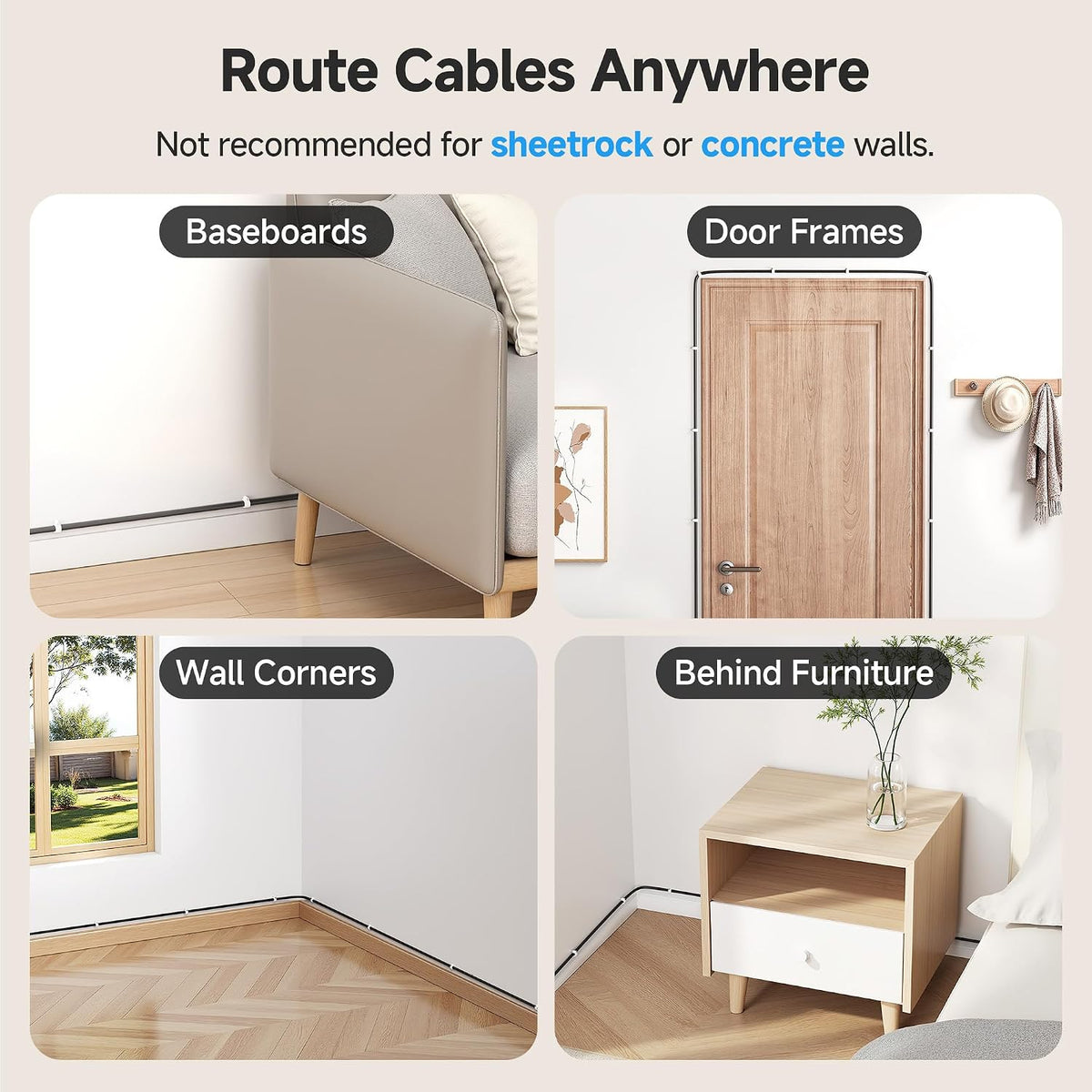 Cable Matters 200-Pack Nail-in Cable Clips, Cord Organizer, 7mm / 0.27 in. | Ethernet Cable Wall Clip, Wire Wall Clips, White