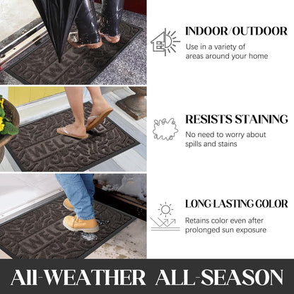 Yimobra Welcome Mat Outdoor 29.5x17, Waterproof Non-Slip Outdoor Mats for Front Door Outside Entrance, Low-Profile Entryway Mat Indoor for Garage Patio, Black