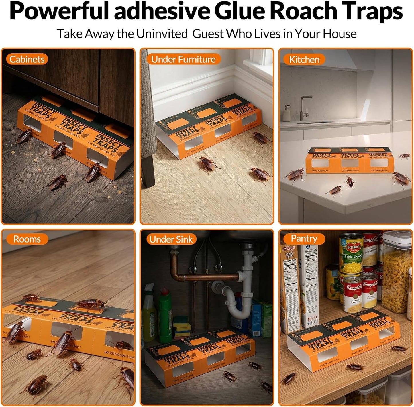 20 Pack Roach Traps, Cockroach Traps Indoor Home, Glue Roach Traps, Child & Pets Safe(Upgrade Recipe)