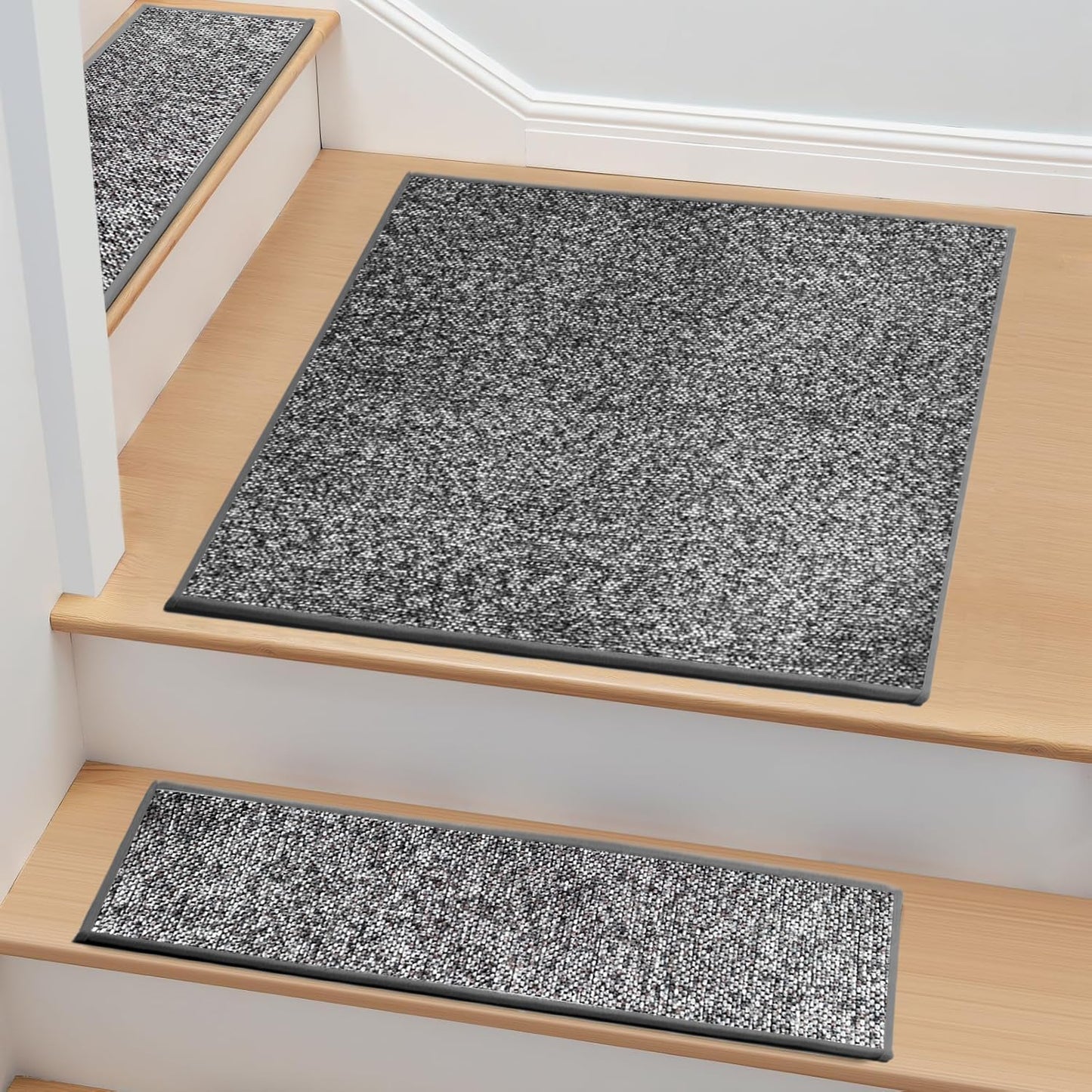 Non-Slip Carpet Stair Treads 15PCS, 8"x30" Peel and Stick Stair Runner for Wooden Steps Indoor, Washable Reusable Adhesive Backing, Pet-Friendly Safety Mats for Kids, Elders, Dogs