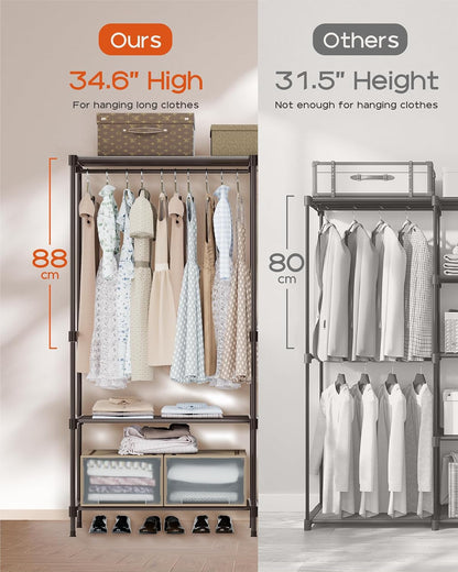 CASAMAYA Clothes Rack, Portable Closet, 80.7 Inch Extra Large Capacity Wardrobe Closet, Clothes Storage Organizer with Shelves and 5 Hanging Rods, Easy to Assembly, Black PCT036B01