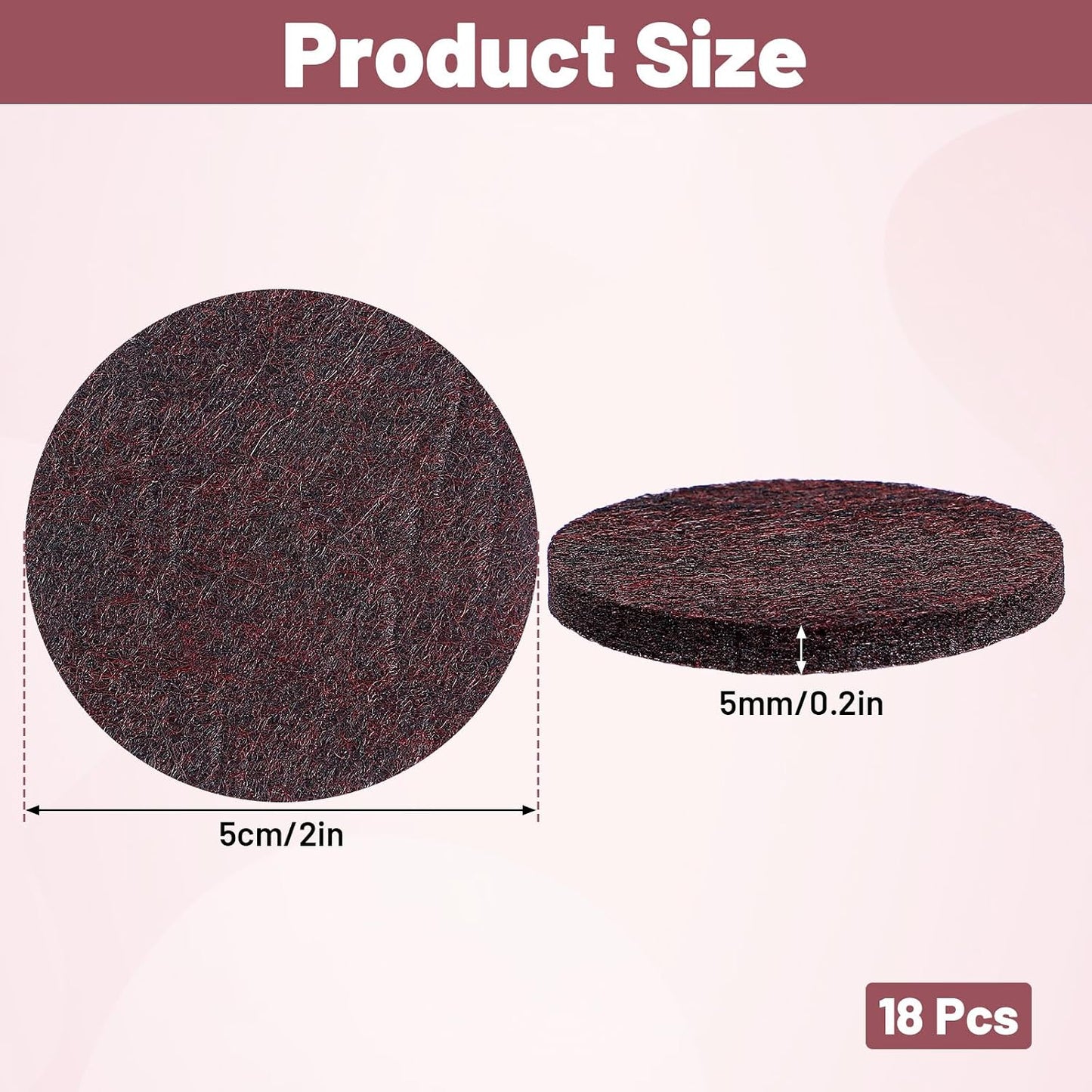 18Pcs Furniture Pads for Hardwood Floors, 5cm/2in Brown Round Furniture Leg Floor Protectors, 5mm/0.2in Thick Chair Leg Pads for Furnitures Table Feet, Reduce Noise