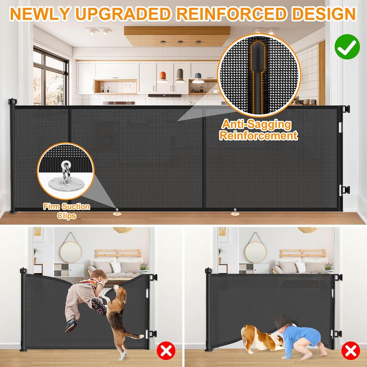 71 inch Retractable Baby Gates, EZIGO Extra Wide Baby Gate for Large Opening Extra Long Mesh Gate for Kids or Pet Dog Gate Child Safety Gate for Stairs Hallways Doorway Indoor Outdoor, Gray