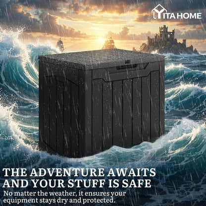YITAHOME 134 Gallon Large Deck Box | Waterproof Resin Outdoor Storage Box with Lock, Doubles as 2-Person Bench Seating for Patio Furniture Cushions,Garden Tools &