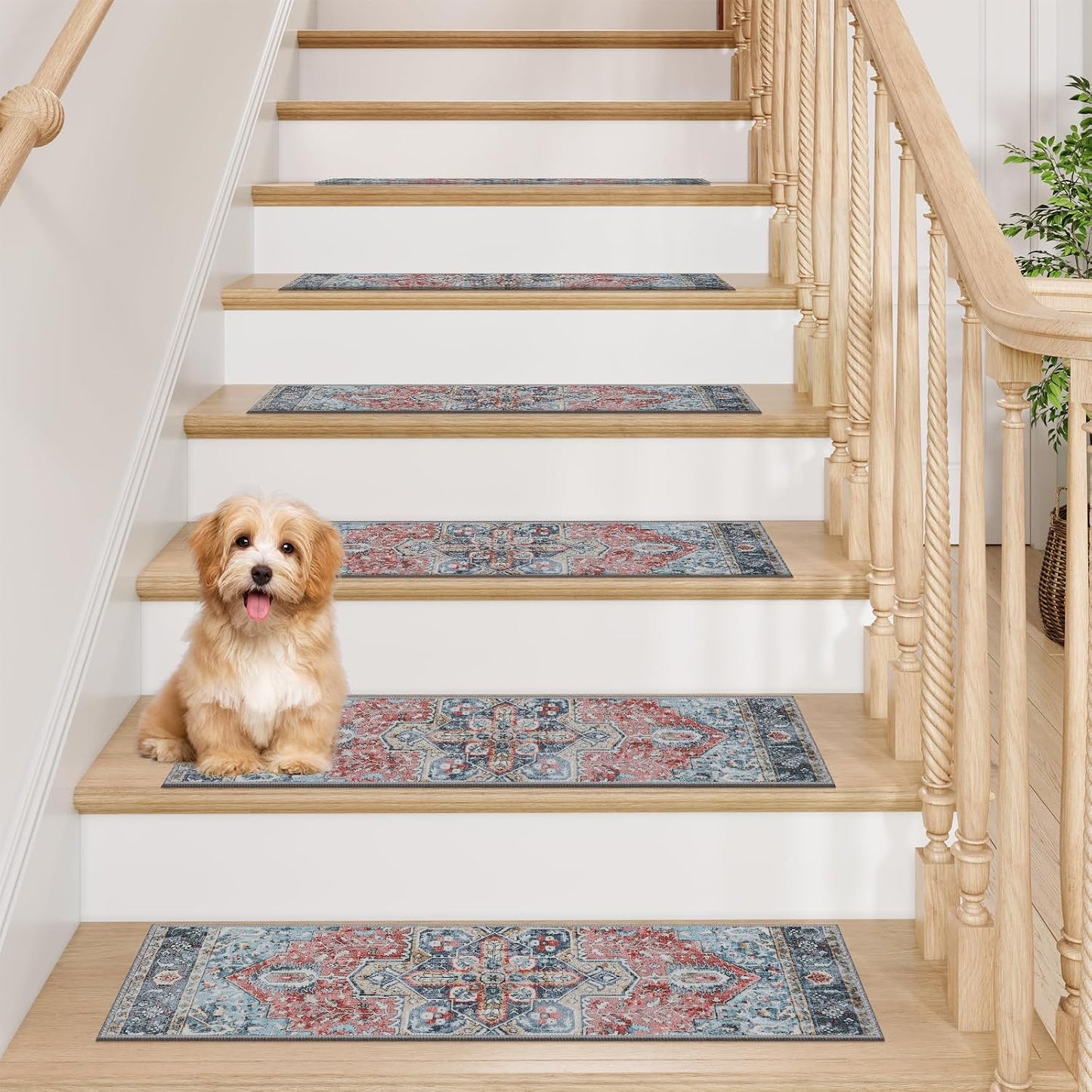 OJIA Stair Treads Non Slip for Wooden Steps Indoor 15PCS Carpet Stair Treads, Rubber Backing Stair Carpet Treads, Residue Free 8"x30" Staircase Step Treads Edging Stair Rugs for Kids & Pets, Gray