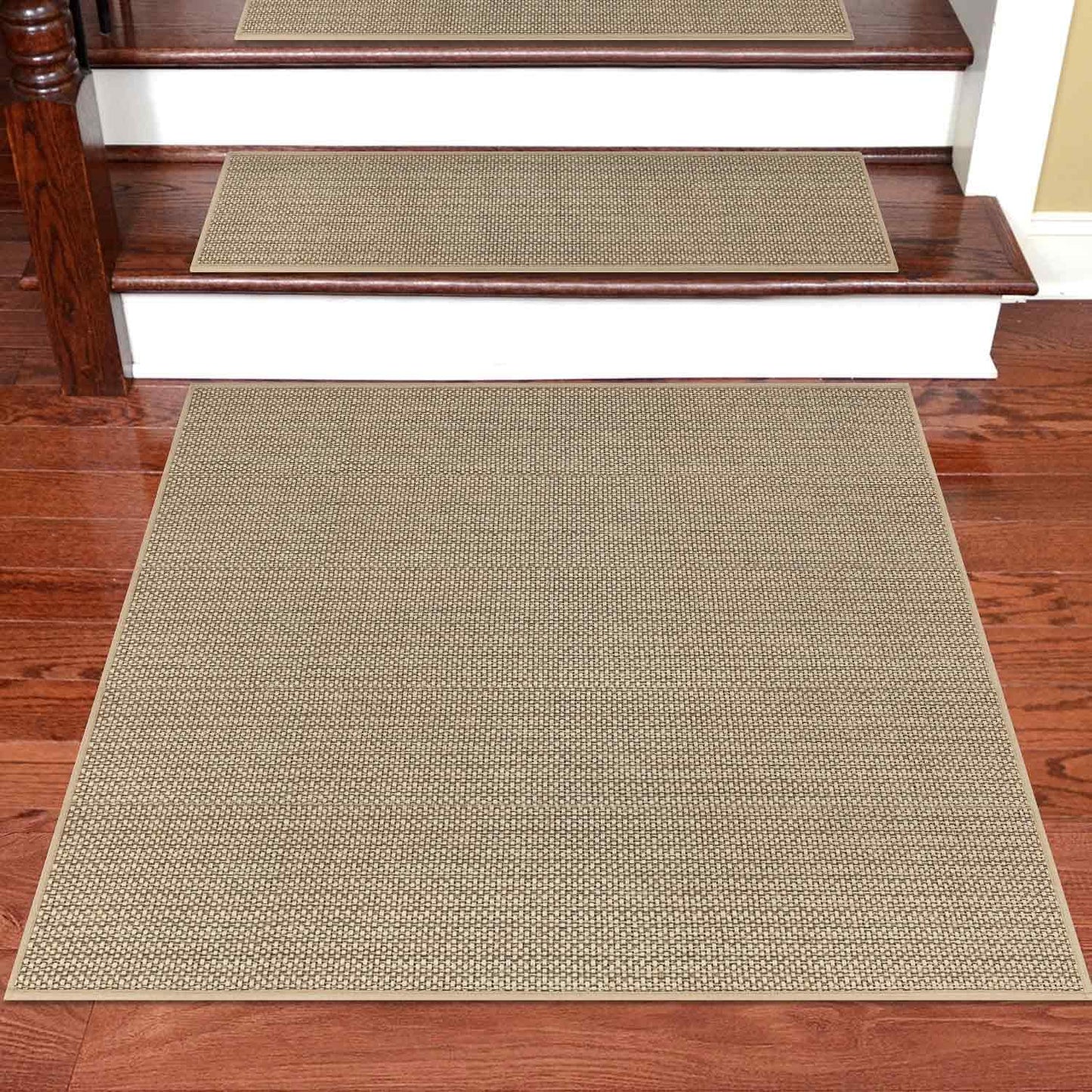 9" x36" Stair Treads Non Slip for Wooden Steps Indoor, 15 Pack, Beige | Reusable Peel and Stick Extra Wide Stair Treads Machine Washable