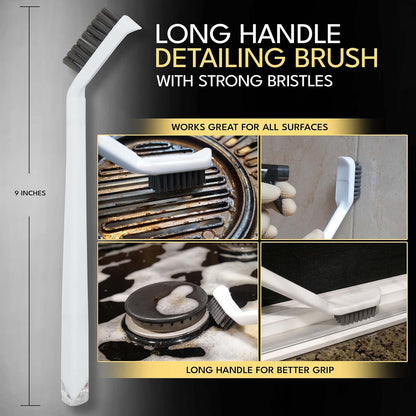 Small Cleaning Brush Set 3pcs—Crevice Brushes for Cleaning—Scrub Brushes Set with Silicone Tipped Scrub Brush—Stiff Handle Miniature Cleaning Brush for Kitchen Uensils, Tight Spaces, Tub, Shower
