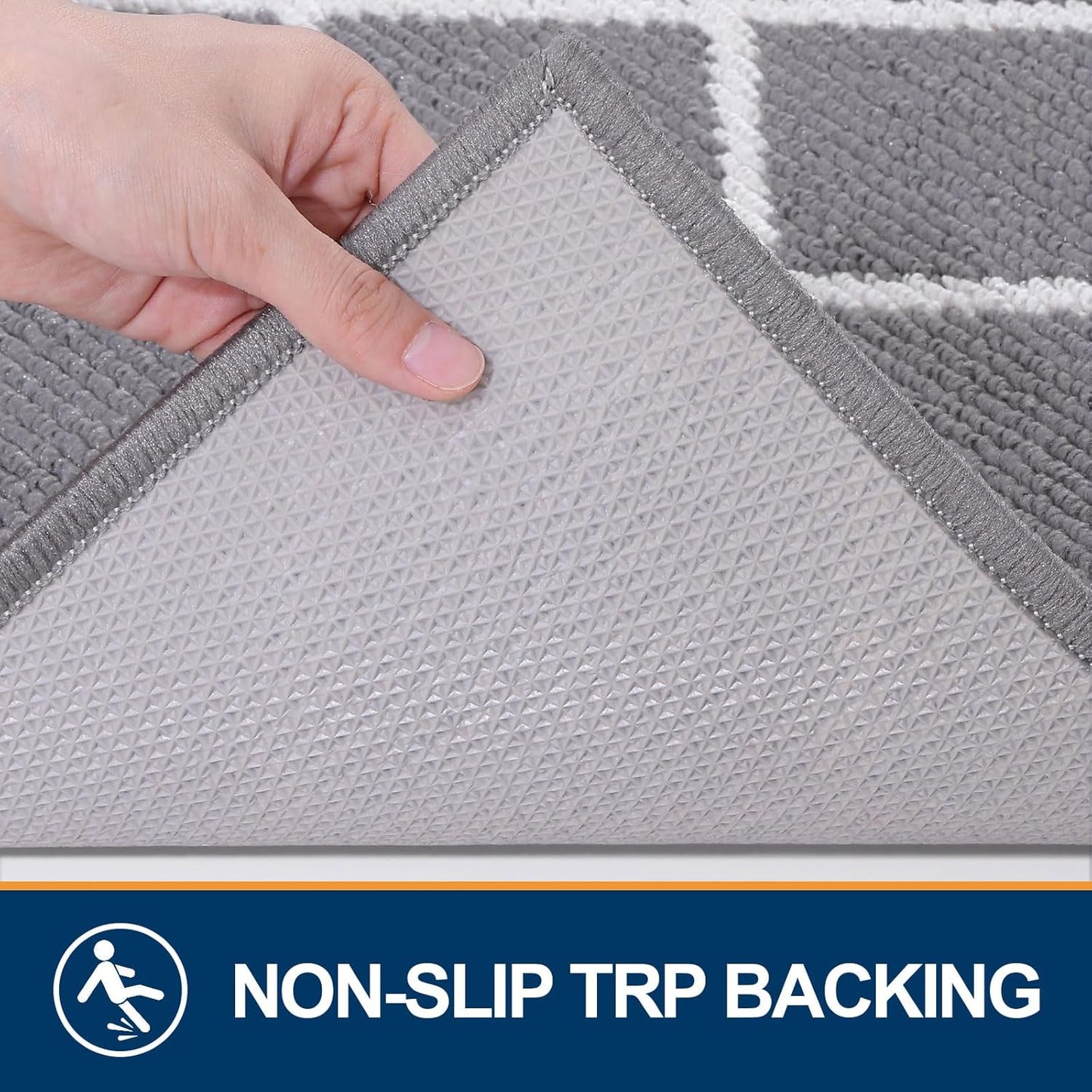 Finchitty Indoor Door Mat, Dirt Resistant and Absorbent, Low-Profile, Non-Slip, Washable Inside Floor Mats for Front Door, Back, and Entrance, 32" x 20", Grey