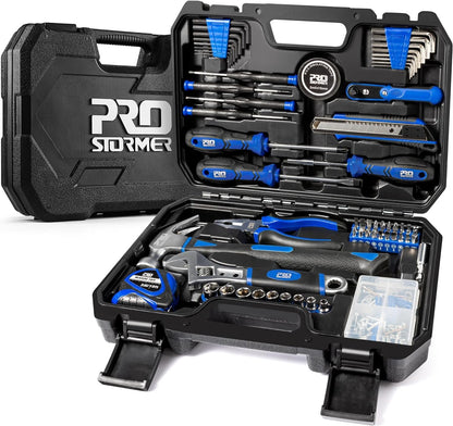 Prostormer 160-Piece Home Repair Tool Set, General Household Hand Tool Kit with Toolbox Storage Case for House, Garage, College Dorm and Office (Red)