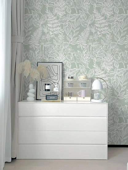 Safiyya Peel and Stick Wallpaper Boho Modern Beige Leaf Contact Paper Peel and Stick Wall Paper Self Adhesive Removable Wallpaper for Bedroom Bathroom Vinyl Roll 78.7"x17.3"