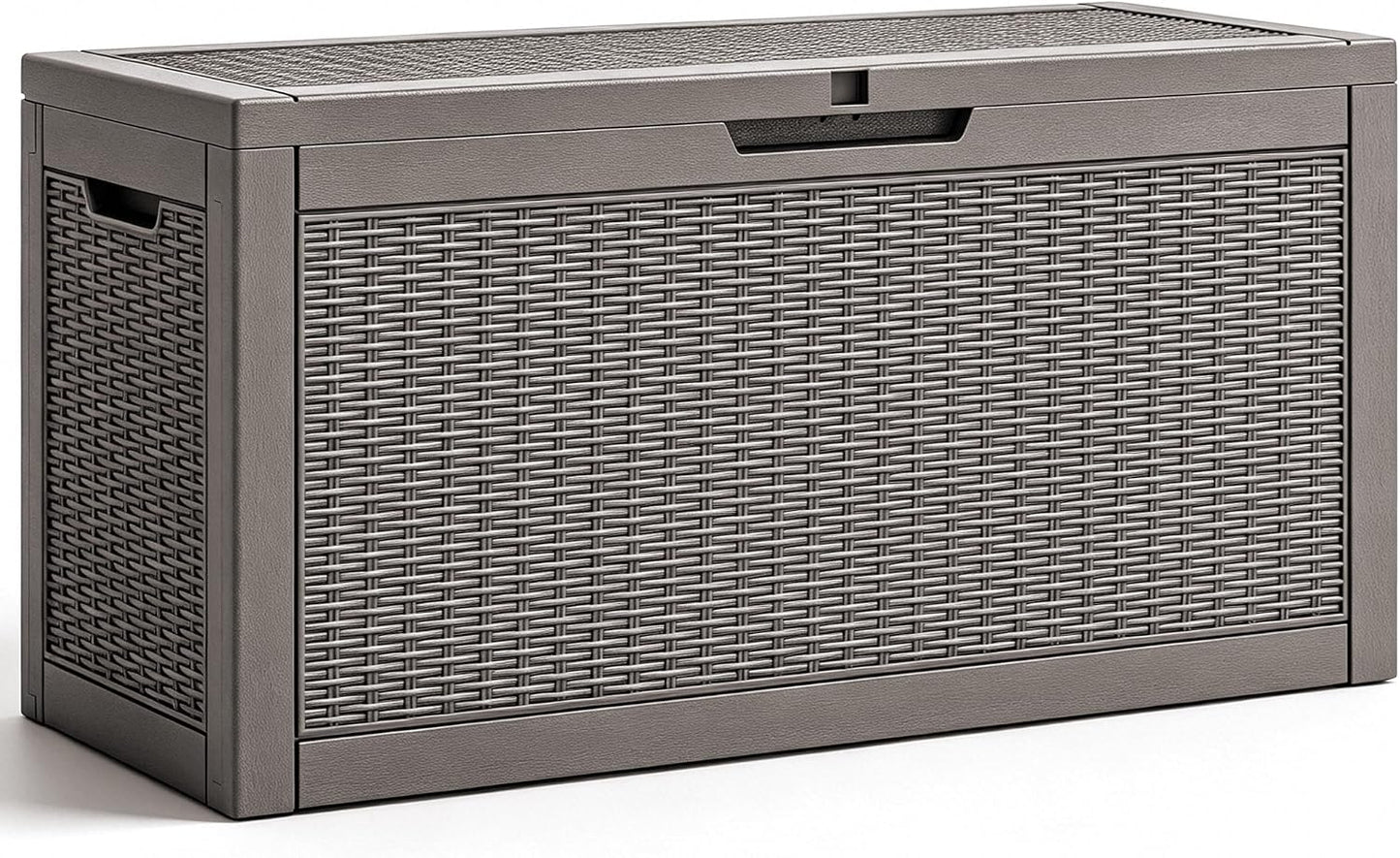 Fancyango 75 Gallon Outdoor Deck Box Waterproof, Large Storage Box for Patio, Resin Storage Bench Lockable for Garden Tools, Package Delivery, Black