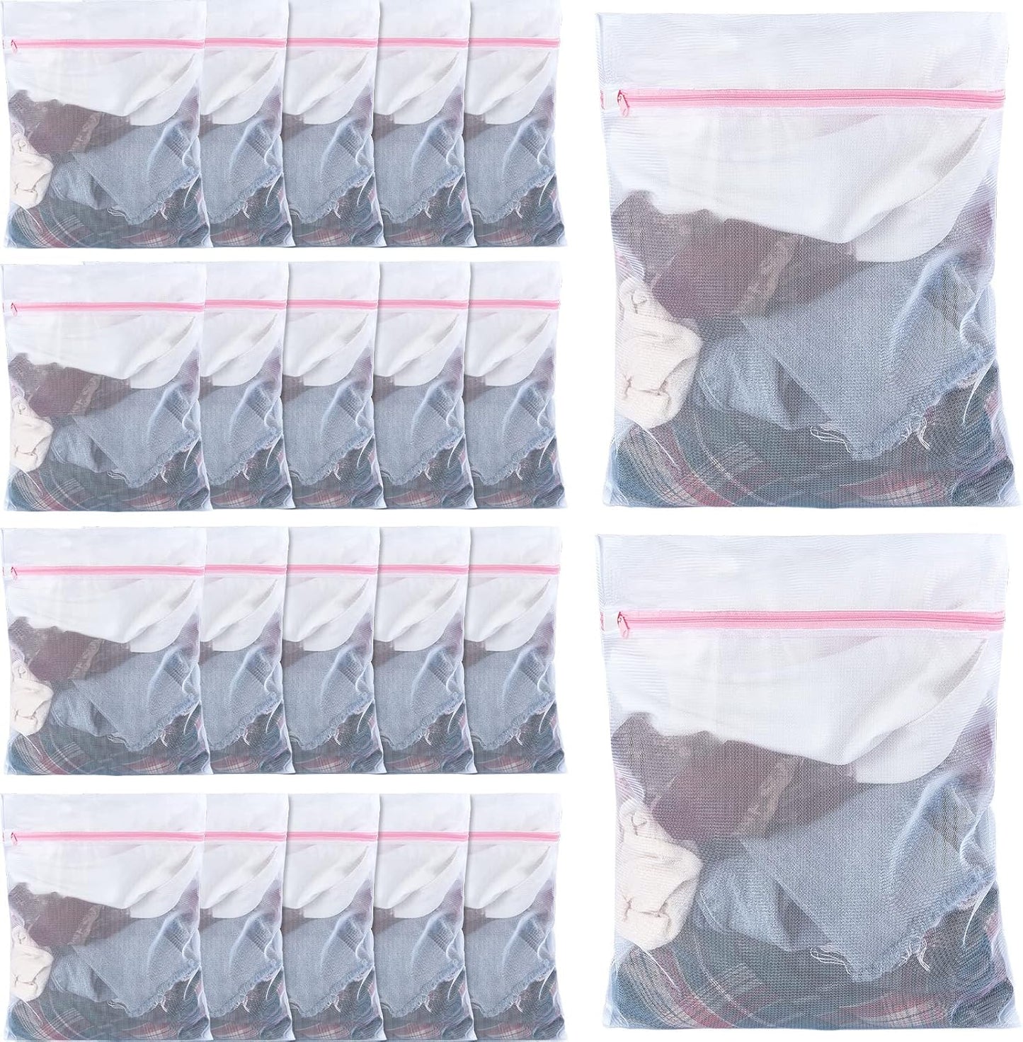 36 Pieces Mesh Laundry Bags Fine Mesh Wash Bags with Zipper Machine Washable Lingerie Bags for Washing Delicates Clothes Garment Underwear Blouse Hosiery Socks Travel, 16 x 20 Inches (Gray)