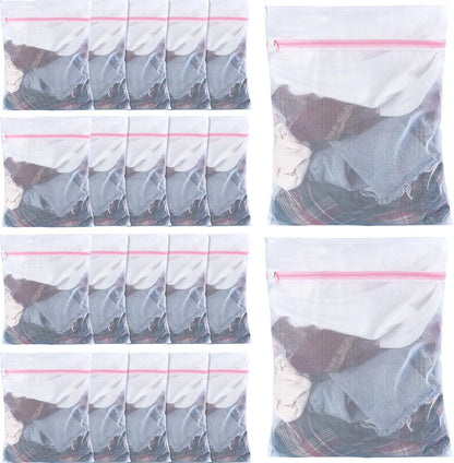 36 Pieces Mesh Laundry Bags Fine Mesh Wash Bags with Zipper Machine Washable Lingerie Bags for Washing Delicates Clothes Garment Underwear Blouse Hosiery Socks Travel, 16 x 20 Inches (Gray)