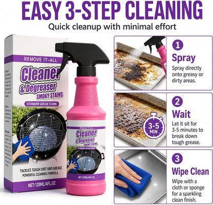 Fast-Acting Grill Cleaner Spray, Heavy Duty BBQ Degreaser for Burnt Food & Stubborn Grease, Powerful No-Scrub Oven & Kitchen Cleaner for Grills, Stovetops & Pans (1)