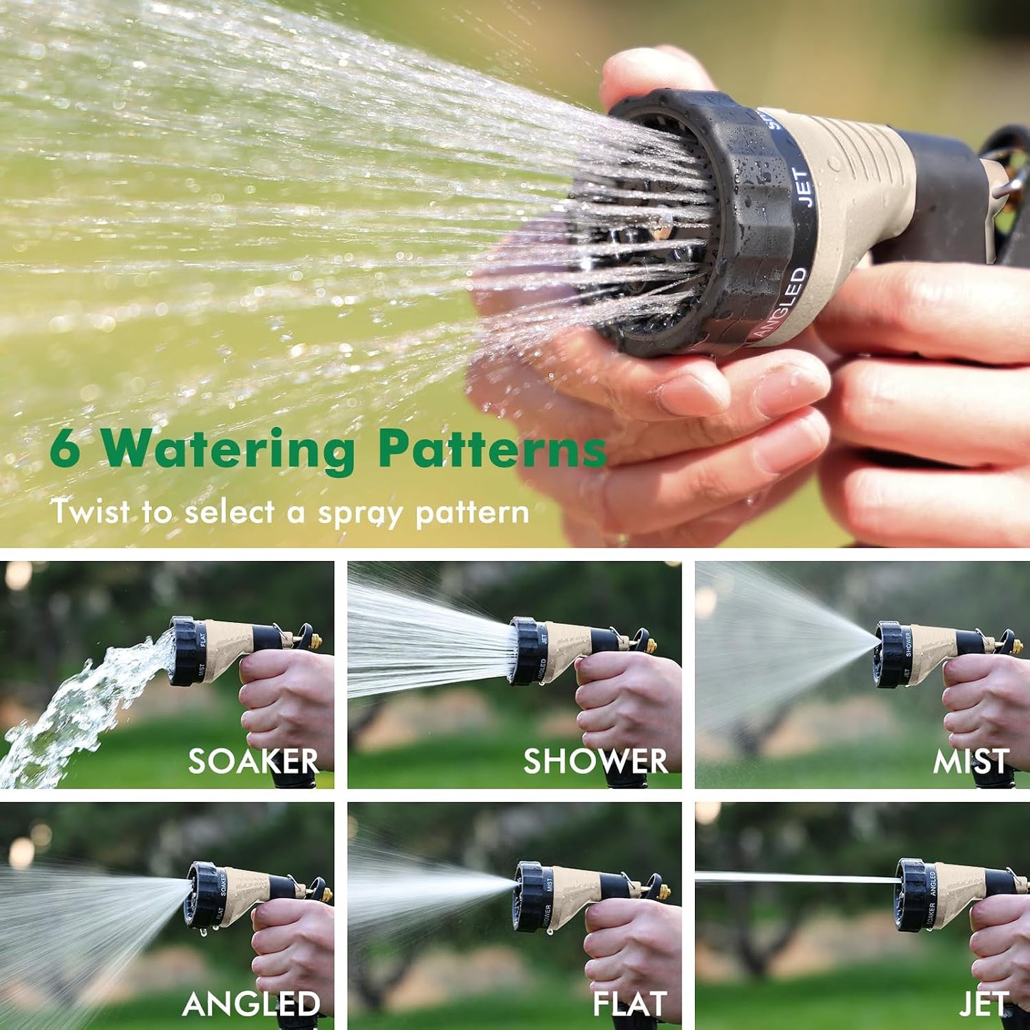 RESTMO Garden Hose Spray Nozzle, Water Hose Nozzle Heavy Duty, High Pressure Hand Sprayer with 6 Adjustable Watering Patterns, Slip Resistant for Watering Plants, Car Washing & Pet Showering, Purple