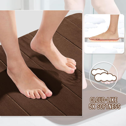 Yimobra Memory Foam Bath Mat, Super Soft Absorbent Bathroom Rug Non Slip, Quick Dry, Machine Washable Floor Carpet for Tub Shower, Home Decor Accessories, 24x17, Grey