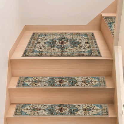 Non Slip Stair Treads for Wooden Steps, 15 Pack 8"x30" Washable Carpet | 8x30 in soft chenille polyester stair treads with reusable TPE backing for indoor wood stairs, dogs, kids, and seniors