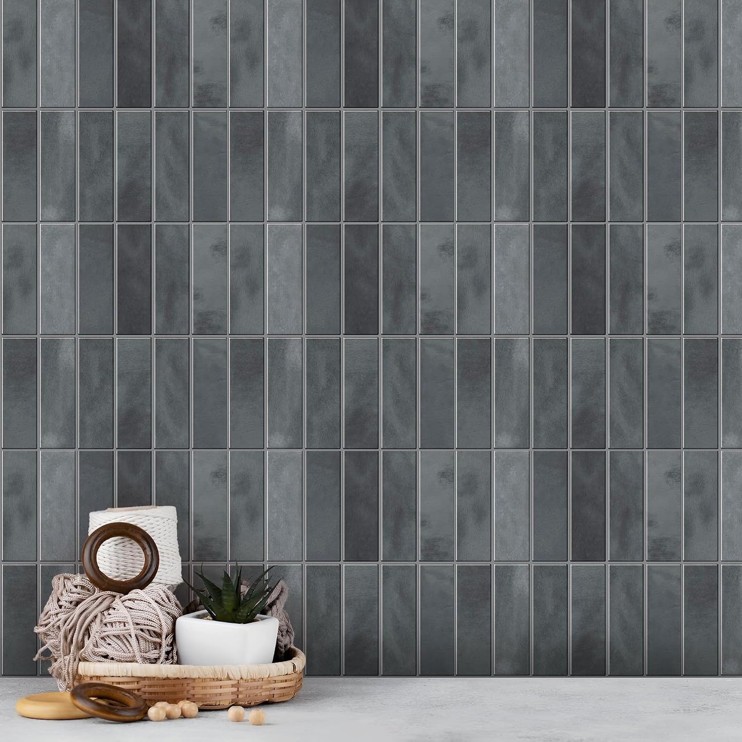 Peel and Stick Subway Backsplash Tiles, 5 Pack, 12 x 12 in, Almond | extra thick 3D wall panels, heat and water resistant wall panels, easy DIY kitchen, bathroom, laundry, fireplace wall décor