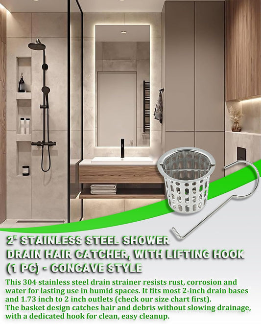 2 Pcs Shower Drain Strainer Hair Catcher, 304 Stainless Steel Drain Strainer Compatible with Oatey Designline Linear & Square Shower Drains with Drain Grate Lifting Key, Vertical Hook Style