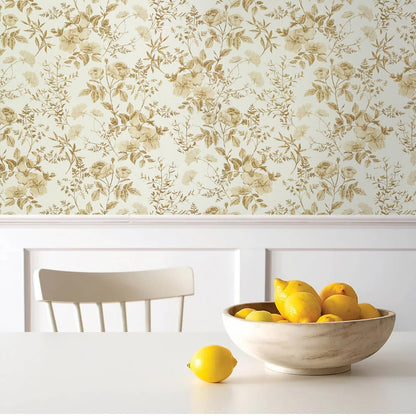 Erfoni 16.9" x118" Boho Floral Peel and Stick Wallpaper Beige Flower and Leaf Contact Paper Self Adhsive Removable Wallpaper Boho Botanical Wall Paper for Bedroom Cabinets Decor Vinyl Roll Waterproof