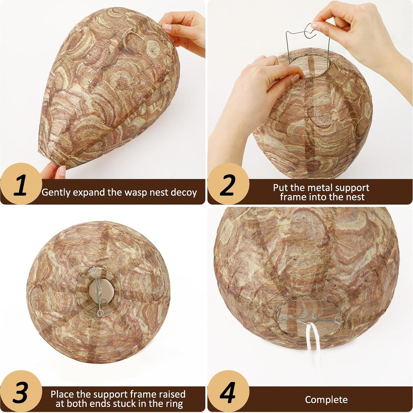 DECYOOL 8 Pack Paper Wasp Nest Decoy Hanging Wasp Deterrent for Wasps Hornets Yellow Jackets