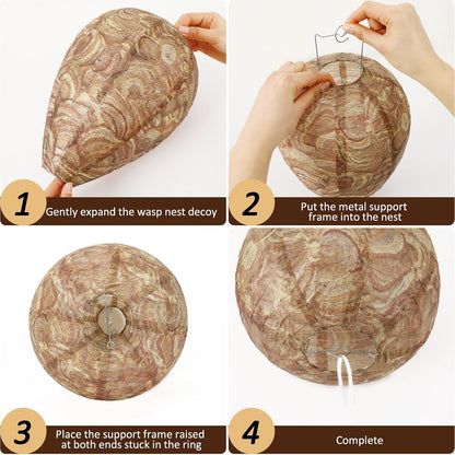 DECYOOL 6 Pack Paper Fake Wasp Nests Decoys for Yellow Jackets and Wasps | ﻿ Oversized Paper Build, Eaves/Garbage/Pool Areas, Territorial Hive Mimicry, Hanging Design,Easy Mount